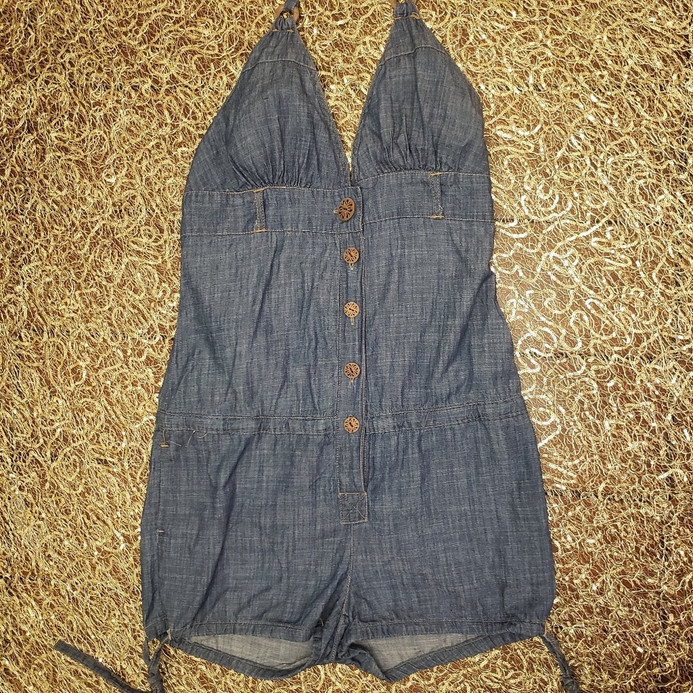 Celebrity Pink Jean | M Blue Halter Short Romper